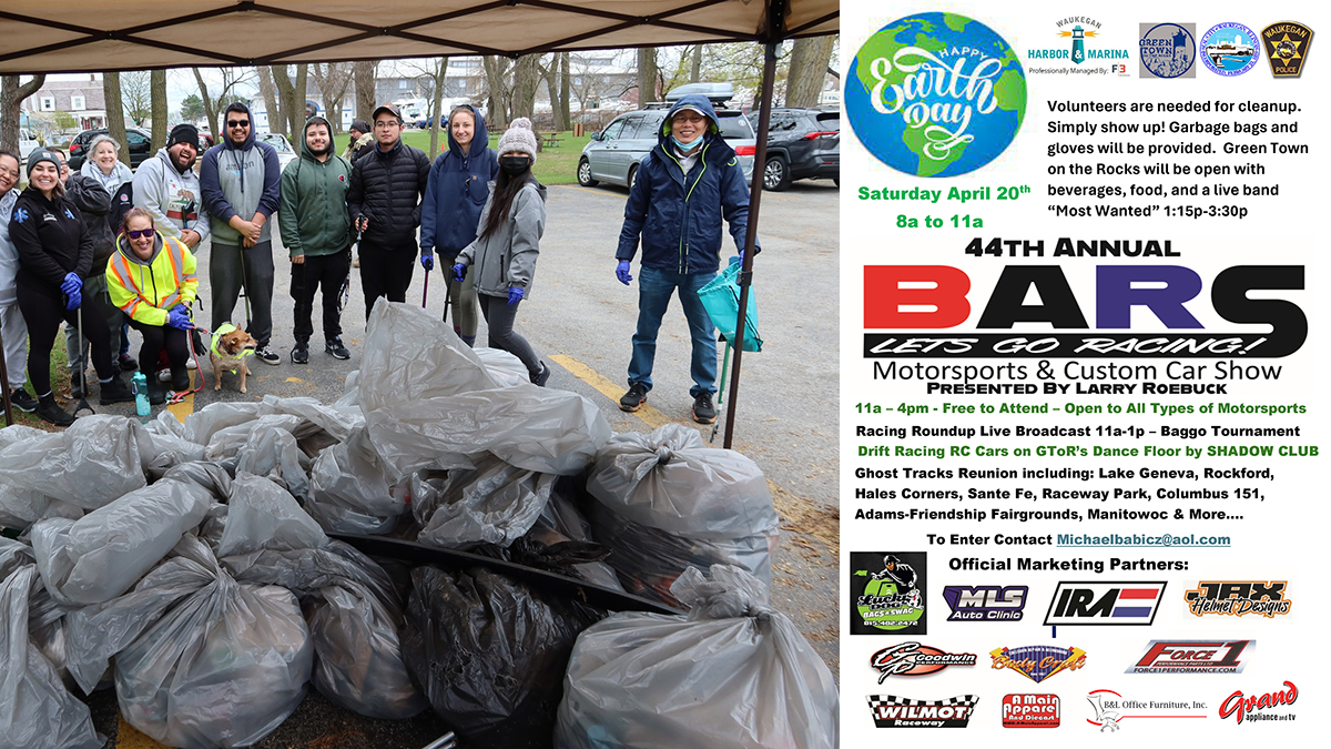 Earth Day Cleanup and Race Car Show at Waukegan Harbor and Green Town on the Rocks